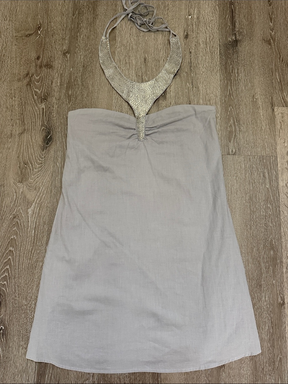 Strapless Light Gray Halter Accent Dress
